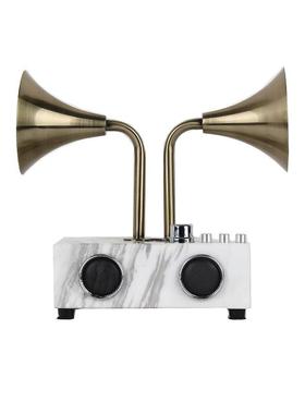 现代轻奢创意大理石收音机留声机艺术装饰摆件样板房软装桌面饰品