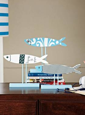 儿童装饰品摆件创意台面工艺品小鱼时尚木质现代简约摆设家居饰品