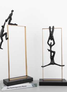 欧洲无障碍豪华创意金属运动人物饰品客厅，办公室，书柜，模型室