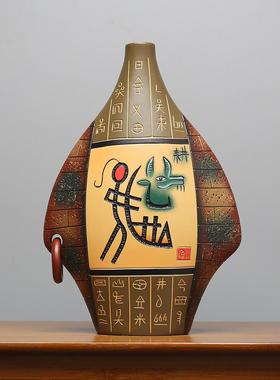 东南亚云南丽江少数民族特色手工装饰品陶瓷博古架玄关酒橱柜摆件