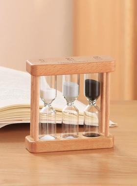 沙漏计时器漏斗儿童防摔3/5/10/30分钟半小时时间创意木质流沙瓶