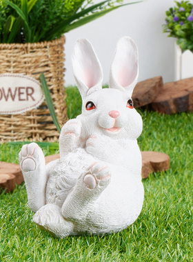创意可爱小白兔摆件 仿真动物可爱树脂家居饰品花园庭院装饰品