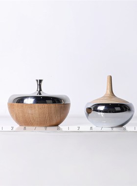 空合实木金属储物罐糖果罐样板间售楼部茶几床头柜厨房收纳装饰罐