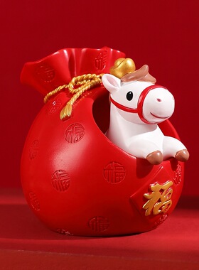 带带有钱马年生肖可爱小马福袋新年摆件礼物伴手礼