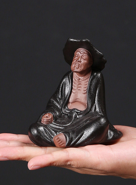 陶瓷人物摆件姜太公垂钓鱼缸流水器假山盆景造景装饰中式客厅摆件