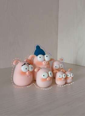 XIA原创自制树脂粘土小猪可爱家居摆件装饰品汽车内装饰摆件