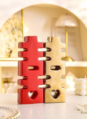 新款立体喜字花瓶摆件订婚