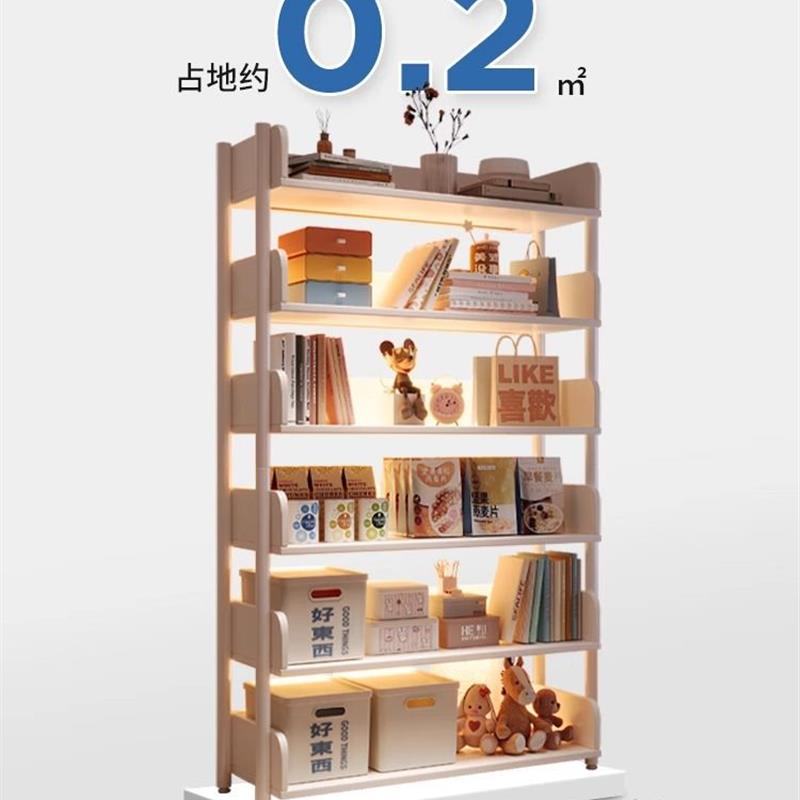 电视柜旁置物架零食玩具收纳架子书架落地客厅手办展示架家用书柜 - 图0