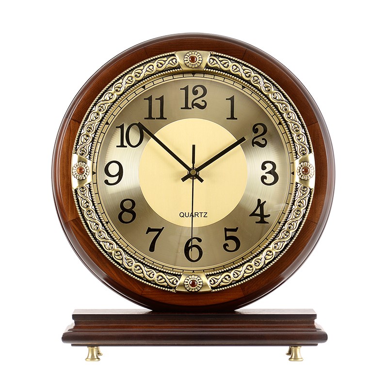 汉时台钟客厅钟表家用装饰坐钟欧式木质时钟电视柜静音U座钟HD297 - 图3