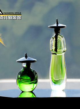 艺术混彩琉璃人物摆件中式家居客厅酒店样板房陈列柜软装饰品陈设