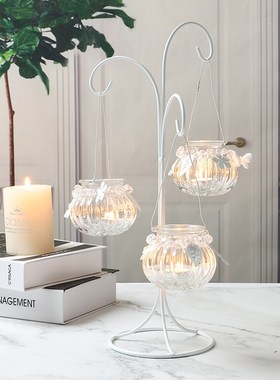 【旧款亏本处理】餐桌烛台摆件 现代样板间客厅装饰风Y灯 玻璃吊