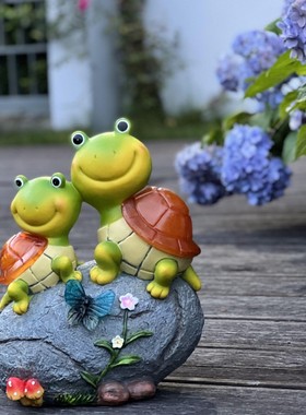 田园卡通乌龟太阳能灯户外庭院树D脂花园别墅草坪摆件装饰品杂货