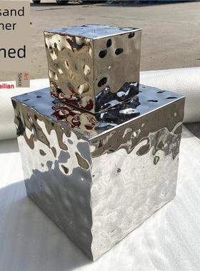 高端轻奢不锈钢几何水波纹落地式装饰饰品酒店金属抽象广场艺术雕