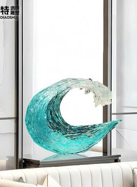 现代轻奢透明树脂雕塑高档酒店客厅玄关酒柜样板间琉璃艺术品