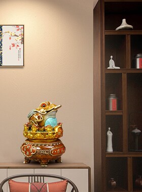 八方来财铜金蟾摆件招财客厅办公室前台桌面装饰品高档开业礼物