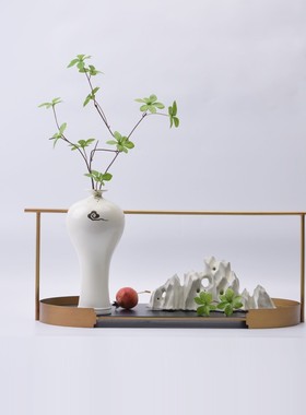 新中式茶具套装摆设样板房茶室软装饰客厅茶几花瓶售楼处组合摆件