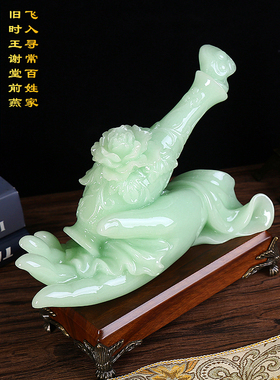 玉石佛手摆件观音如来佛手t花瓶平安摆设书房电视酒柜玄关装饰礼