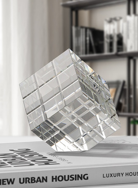 北欧创意艺术魔方水晶摆件客厅书房办公室电视柜玄关桌面装饰品