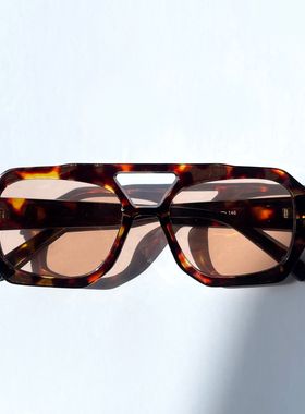 时尚复古欧美跨境太阳镜男女双梁大框百搭墨镜豹纹遮阳眼镜S24084