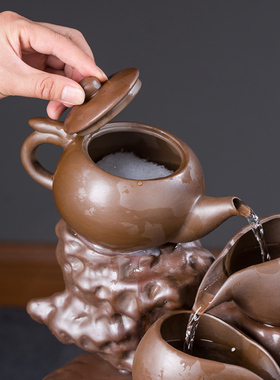 陶瓷流水喷泉招财加湿器循环水过滤器增氧养鱼盆客厅摆件家用造景