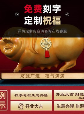 彩铜猪存钱罐金钱福猪生肖猪储蓄罐存钱猪摆件微笑母猪装饰品