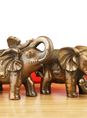 铜大象摆件一对吸水象 大象铜象工艺品店铺开业礼品