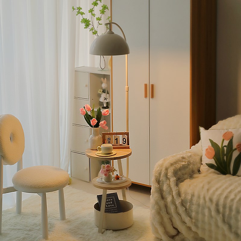 现代简约客厅沙发边几落地灯奶油风温馨氛围感床头U柜一体卧室台 - 图1