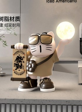 招财猫摆件客厅玄关电视柜装饰卧室床头小夜灯生日礼物高级感小众