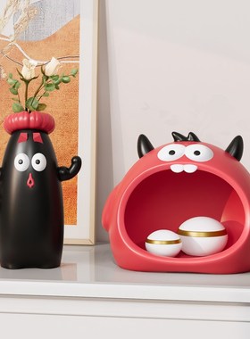 大嘴小怪兽玄关钥匙收纳摆件入户门鞋柜家居桌面装饰品乔迁礼物