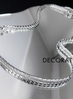 压花古巴链男潮个性嘻哈蛇骨链小众设计金色高级感气质情侣项链