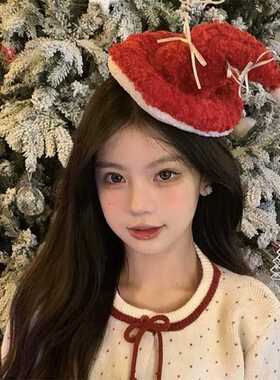 下单立减50圣诞节红色毛绒发夹