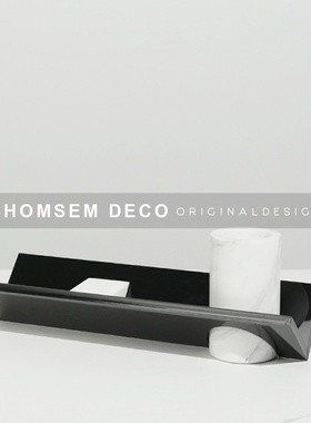 现代简约几何书架笔筒摆件软装z饰品样品房间客厅玄关书房办公摆