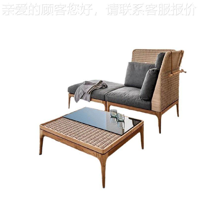 北欧庭院别墅户外手藤编休闲沙 发全柚木 户449工绳编外实木沙发,淘宝优惠券,粉丝福利购,淘宝优惠卷