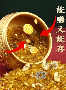 全铜聚宝盆摆件招财聚财生财财神爷客厅位办公室店铺黄铜米缸