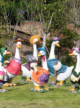 花园装饰品庭院摆件户外玻璃钢动物雕塑卡通鸭子花盆园.林景观小