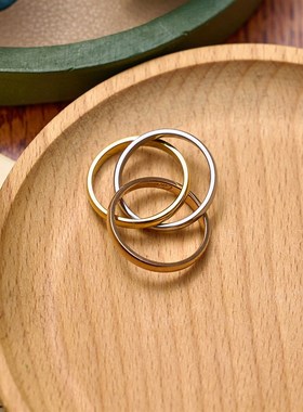 2024新款三环三圈三色食指指环小众钛钢设计感戒指女轻奢高级感