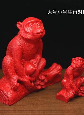 生肖朱砂小摆件装饰生肖鼠牛虎兔龙属蛇马羊猴鸡狗猪桌面工艺礼品