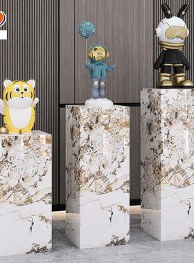 大理石饰品展示底座增高台展厅酒店会所工艺品装饰板岩柱石墩