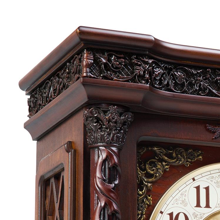 威弗列德中式立体浮雕石英钟表整点报时钟实木钟客厅欧式静音台钟 - 图2