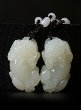 貔貅吊坠男女款招财转运皮丘情侣白玉珠宝玉石山料挂件招财纳福款