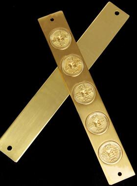 泰山阁 铜实心六帝尺铜钱尺六帝铜尺五帝尺钱丁兰尺家居挂件