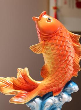 新中式创意陶瓷锦鲤鱼招财摆件玄关电视柜年年有余余如鱼得水装饰