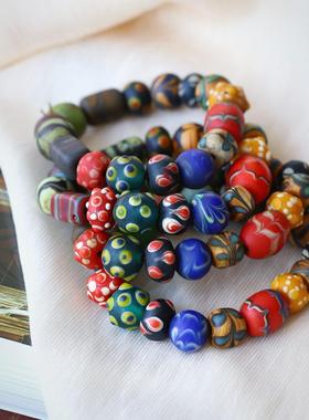 藏巴拉琉璃多宝手链 藏族人随身携带的信物 女款手工老琉璃饰品