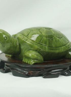 天然玉龟家创意鱼缸入口配件母婴龟长寿龟饰品玉雕工艺品