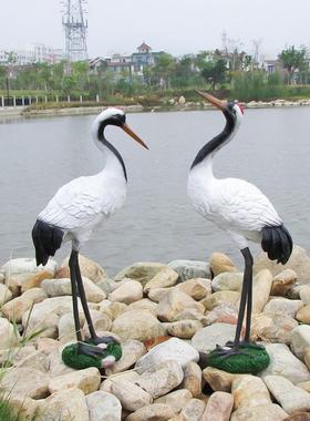仿真仙鹤摆件户外假山水池装饰品大型动物丹顶鹤模型园林景观雕塑
