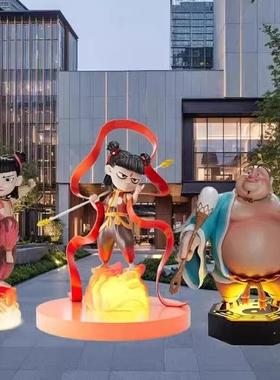 动漫哪咤玻璃纤维雕塑模型剧场动漫人气入住装饰哪咤太一真人饰品