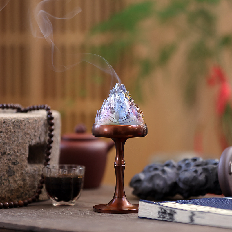 琉璃香炉纯黄铜家用室内多用香薰炉茶桌小摆件客R厅博山创意香篆 - 图1