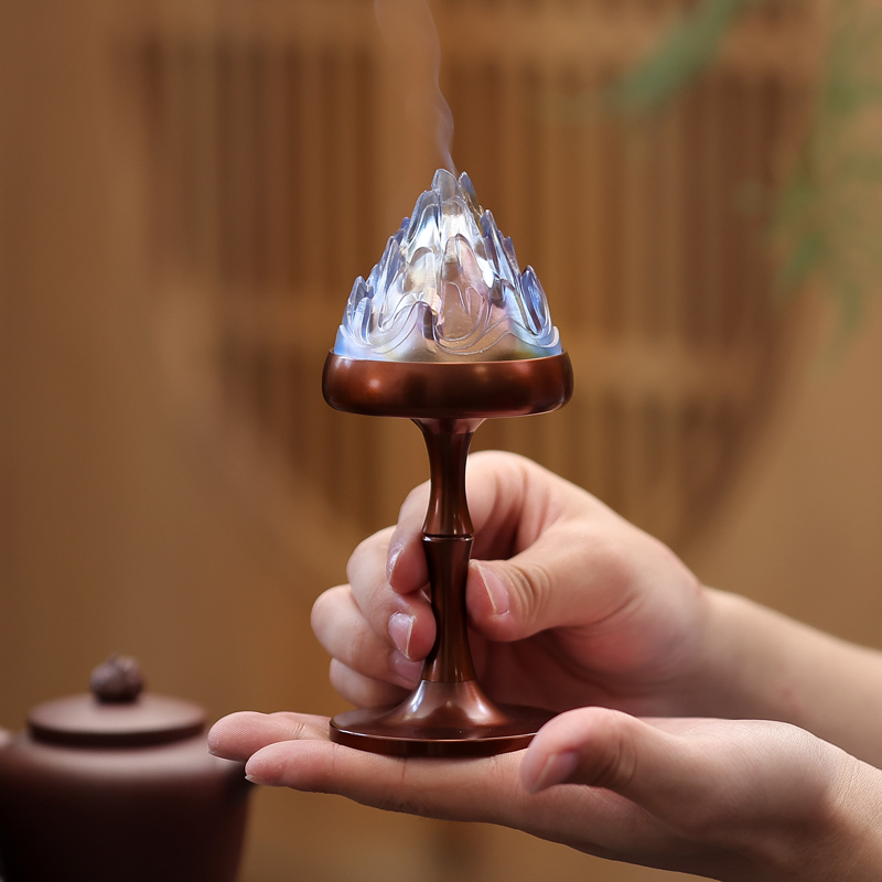 琉璃香炉纯黄铜家用室内多用香薰炉茶桌小摆件客R厅博山创意香篆 - 图0