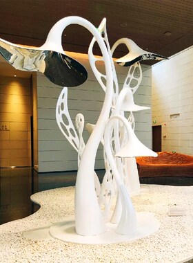 不锈钢花朵雕塑定制抽象艺术品铁艺摆件酒店别墅售楼处落地摆件