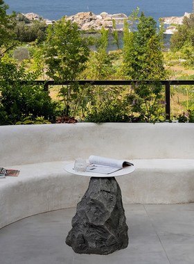 定制玻璃钢仿真石摆件桌子腿桌脚中式轻奢实木大理石创意底座支撑